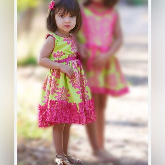 Trish Scully Pink and Green Azalea Sleeveless Evelyn Dress Size 6X - Picture 1 of 8